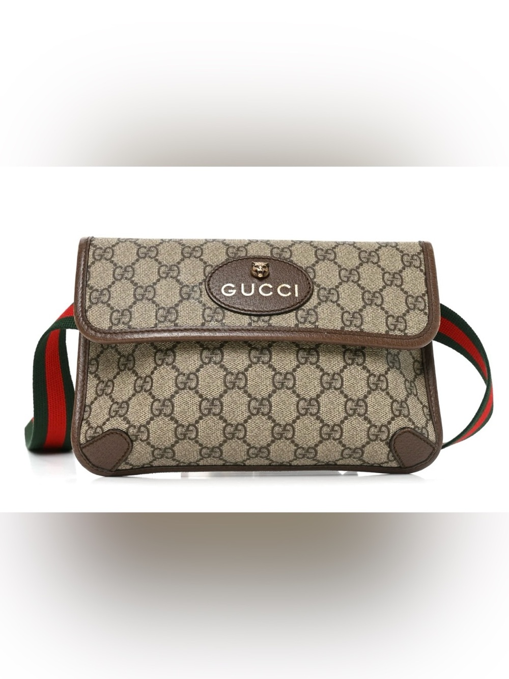 Gucci Beige/Tan GG belt bag with Brown Leather Trim